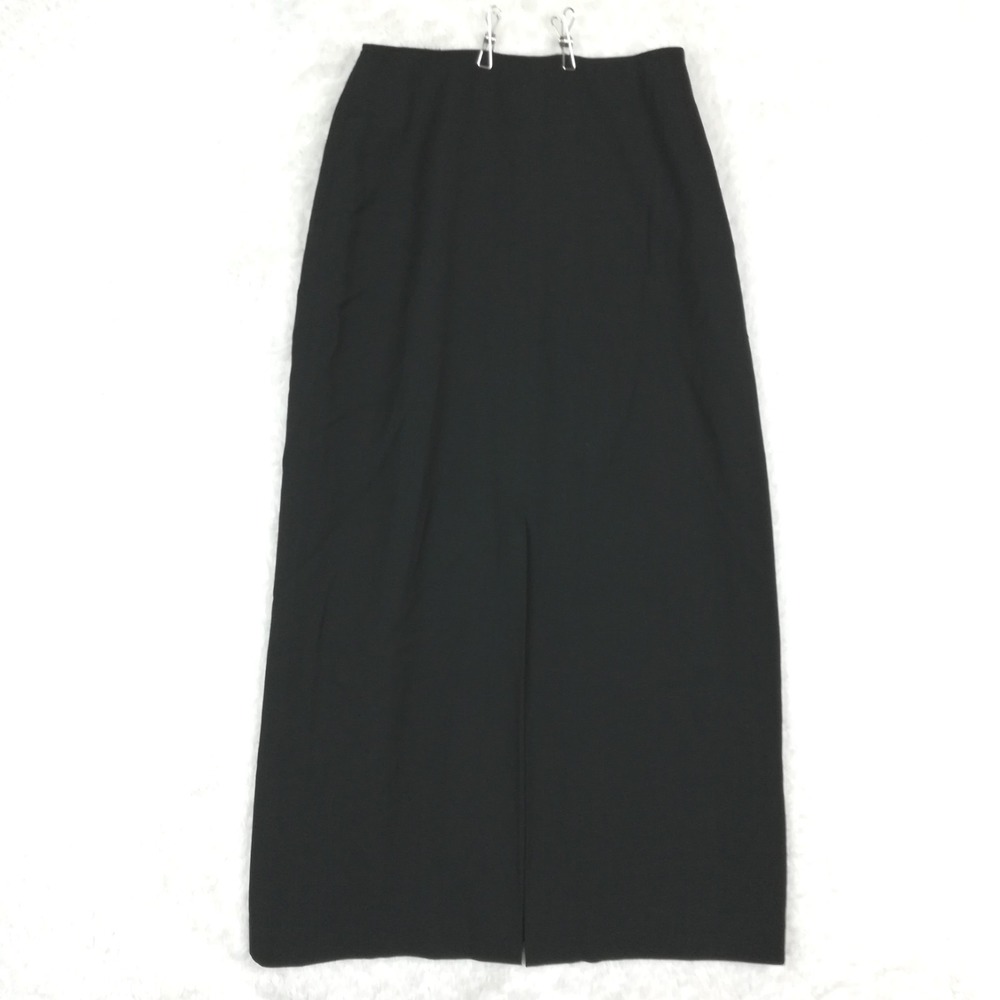Jones New York Country Classics Womens Skirt Maxi Black Wool Blend Center Slit 6